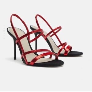 Zara Elegant Red Strappy Heels